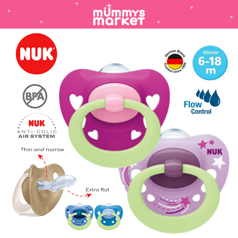 NUK Silicone Soother S2 Signature Night, 2/box (NU40735800)